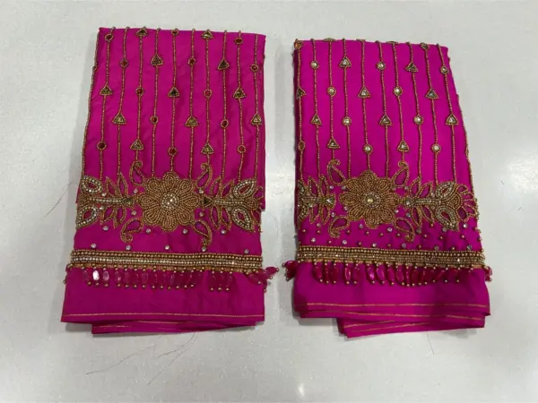 Luxury Blue Bridal Kundan Beads Blouse Designer Lines, Budget-Friendly Aari Work