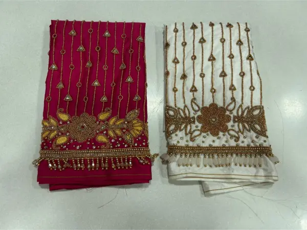 Luxury Blue Bridal Kundan Beads Blouse Designer Lines, Budget-Friendly Aari Work