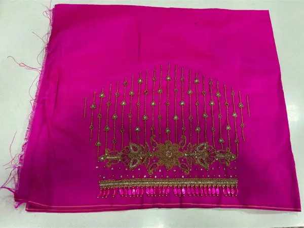 Luxury Blue Bridal Kundan Beads Blouse Designer Lines, Budget-Friendly Aari Work