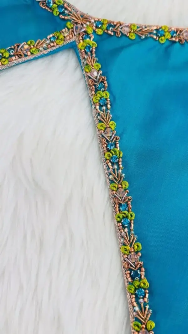 Luxury Blue Thread Maggam Work Blouse | Bridal & Party Wear Exclusive Design