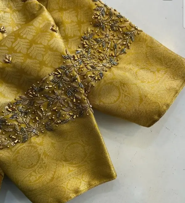 Luxury Gold Wedding Maggam Work Blouse Designer Bridal Exclusive