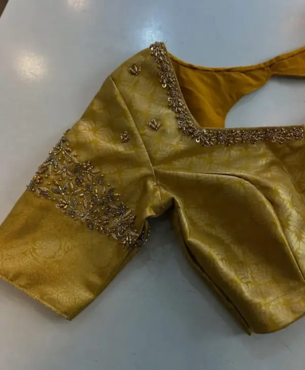 Luxury Gold Wedding Maggam Work Blouse Designer Bridal Exclusive