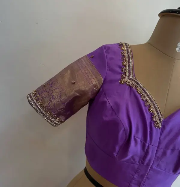Luxury Lavender Zardosi Maggam Work Blouse Wedding Collection 2025