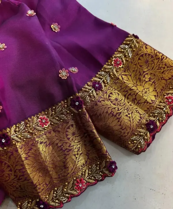 Luxury Purple Bridal Maggam Work Blouse Custom Wedding Outfit