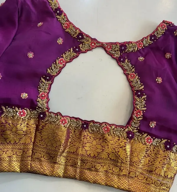 Luxury Purple Bridal Maggam Work Blouse Custom Wedding Outfit