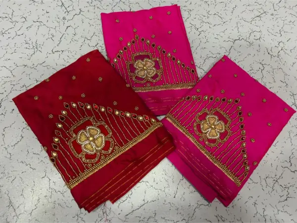 Pink Designer Kundan & Beads Blouse Trendy Aari Work Floral Lines for Every Occasion