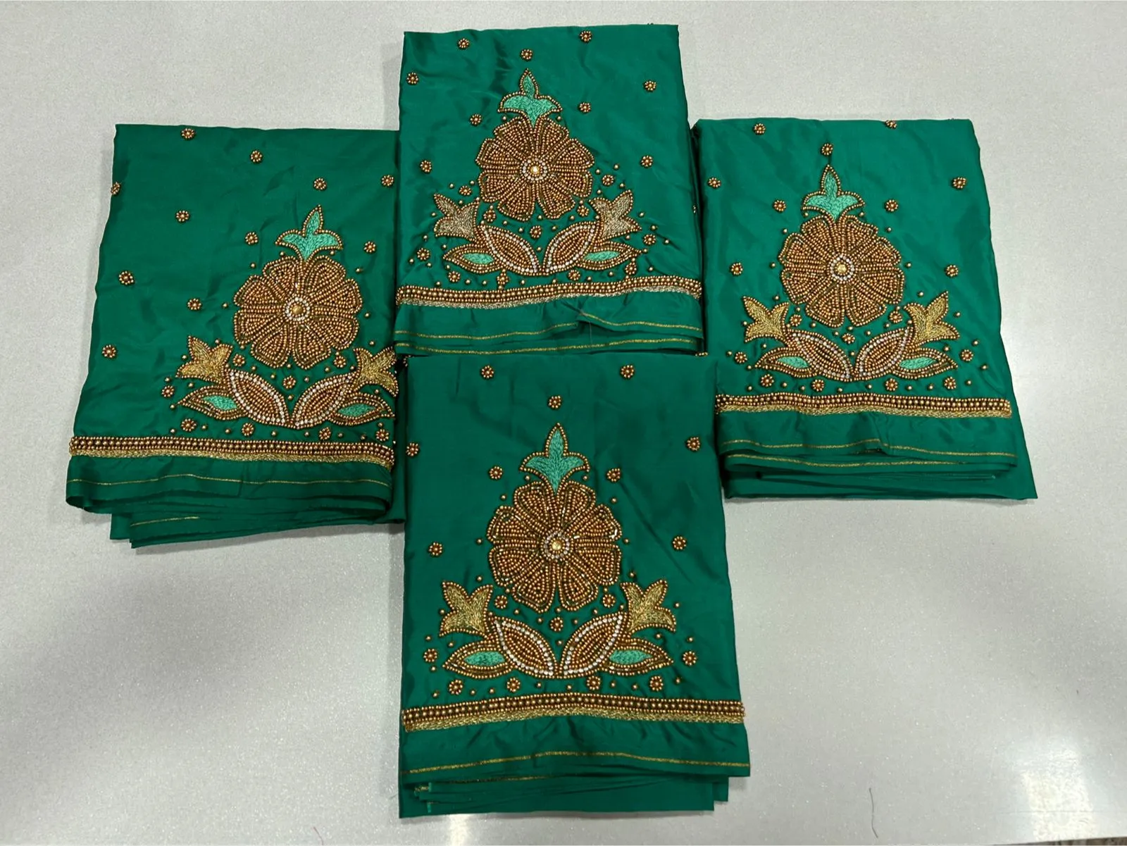 Rama Green Designer Floral Blouse Premium Aari Work at an Affordable Price