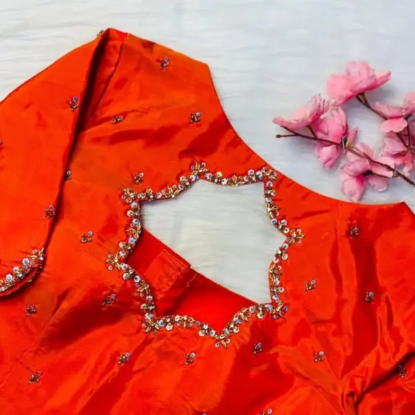 Red Designer Maggam Work Blouse with Elegant Cutwork Wedding Must-Have 2