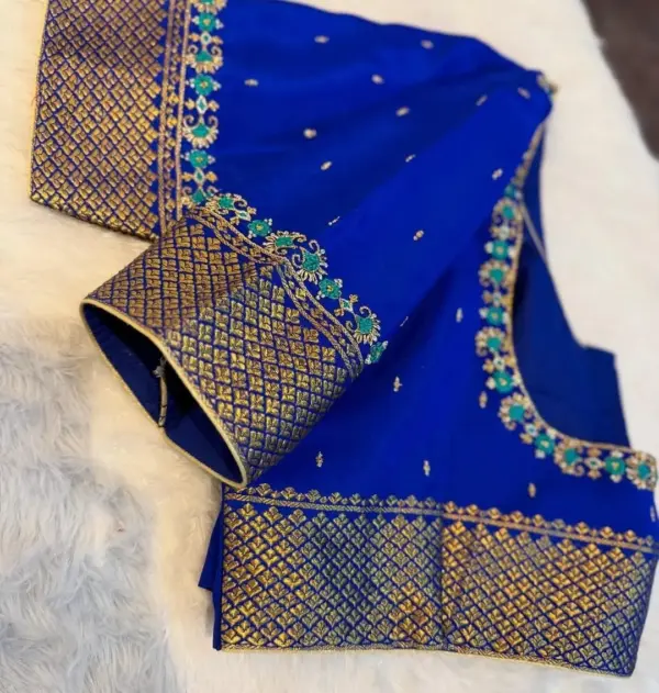 Royal Blue Designer Maggam Work Blouse Latest Bridal Wear Collection 2025