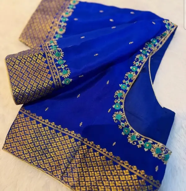 Royal Blue Designer Maggam Work Blouse Latest Bridal Wear Collection 2025