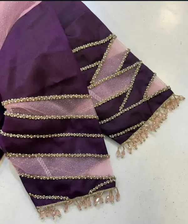 Simple Yet Gorgeous Wine-Coloured Wedding Blouse with Exquisite Maggam Work