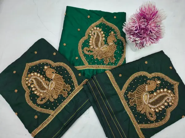 Trendy Peacock Buti Maggam Work Blouse Stunning Budget-Friendly Designer Style