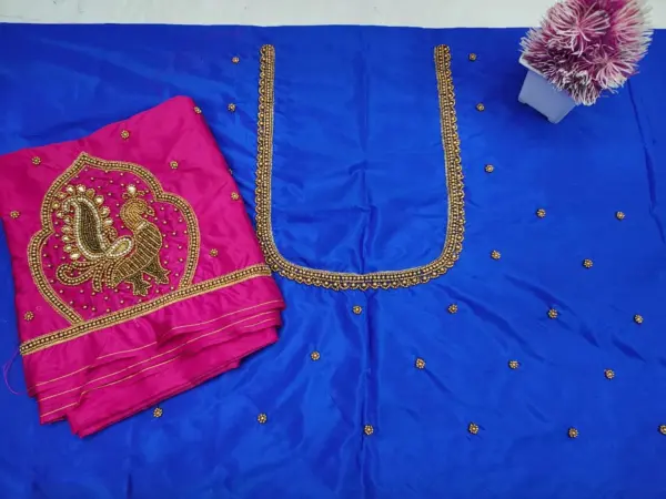 Trendy Peacock Buti Maggam Work Blouse Stunning Budget-Friendly Designer Style