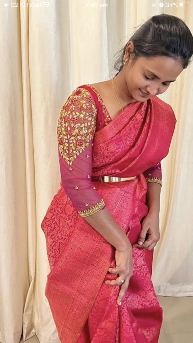 Under 5K Premium Pink Net Maggam Work Blouse Festive & Bridal Ready Custom Sizes Ready to Ship