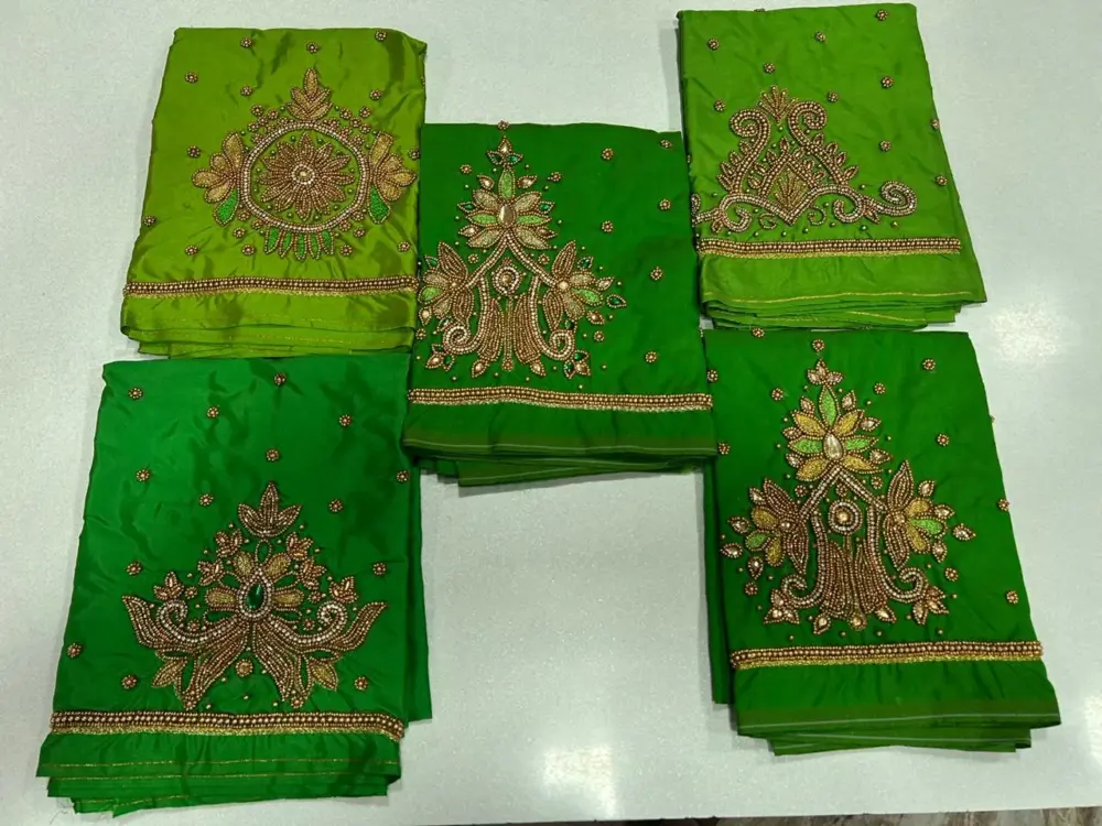 Best-Selling Green Aari Work Blouse – Elegant Design, Affordable Pricing, Perfect Fit