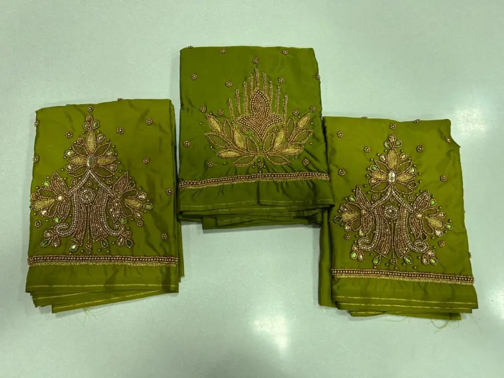Best-Selling Green Aari Work Blouse – Elegant Design, Affordable Pricing, Perfect Fit