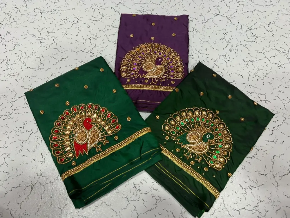 Best-Selling Peacock Beads Blouse Handcrafted Aariwork Custom Sizes Festive Offer