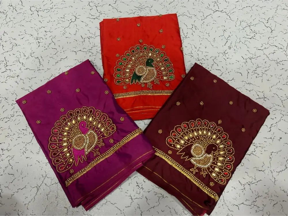 Best-Selling Peacock Beads Blouse Handcrafted Aariwork Custom Sizes Festive Offer