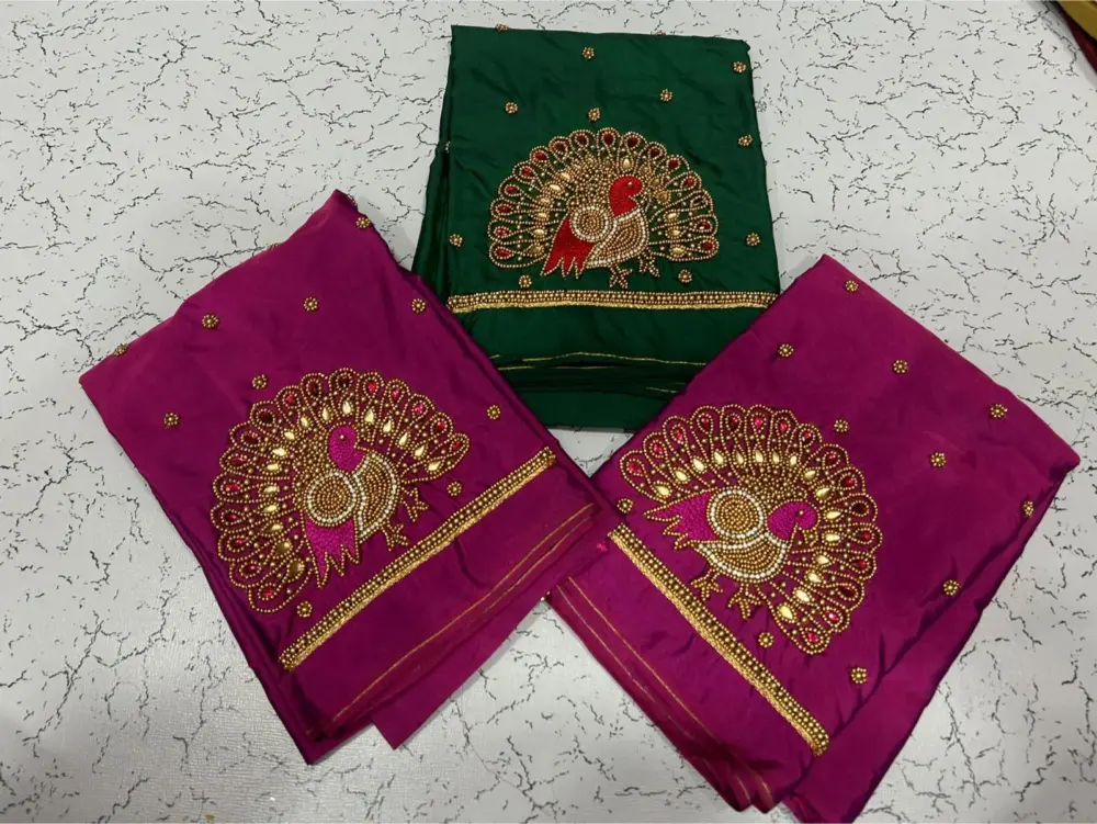 Best-Selling Peacock Beads Blouse Handcrafted Aariwork Custom Sizes Festive Offer