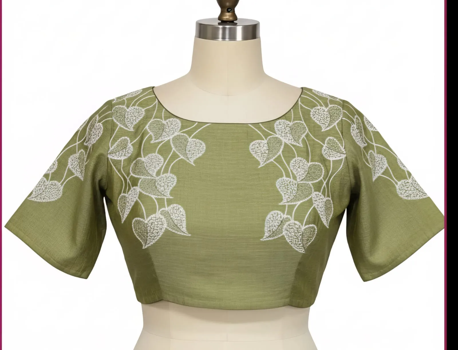 Bridal Glam Pista Green Boat Neck Maggam Work Blouse  Designer Luxury in Custom Sizes