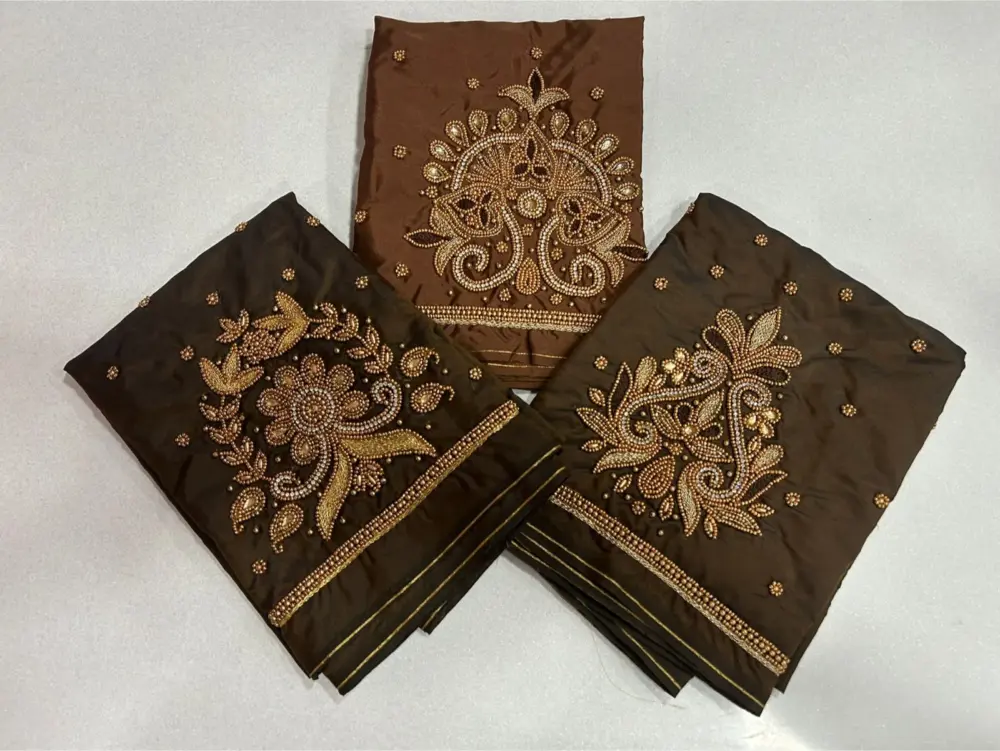 Brown Designer Aari Work Blouse Handcrafted Elegance at Budget Price