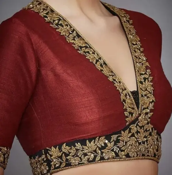 Buy Online Elegant Deep Red Party Wear Maggam Work Blouse Custom Sizes Available