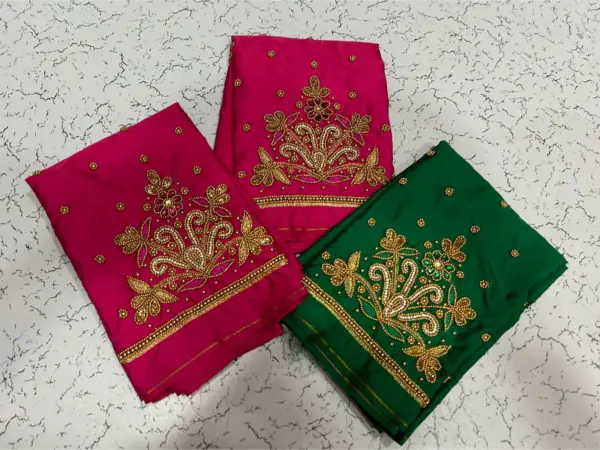 Buy Online Flower Design Aari Work Blouse Set Under ₹600 Custom Size Budget Blouses Collection