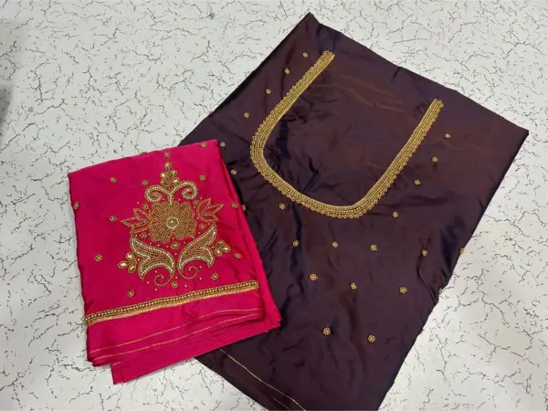 Buy Online Lotus Design Maggam Work Blouse Under ₹600 Best Budget Bridal Blouse in Custom Sizes