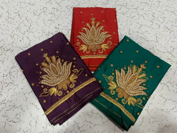 Buy Online Lotus Design Maggam Work Blouse Under ₹600 Best Budget Bridal Blouse in Custom Sizes