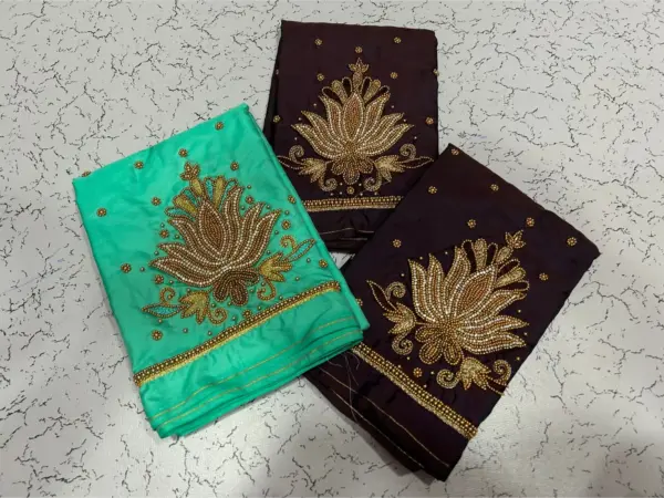 Buy Online Lotus Design Maggam Work Blouse Under ₹600 Best Budget Bridal Blouse in Custom Sizes