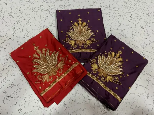 Buy Online Lotus Design Maggam Work Blouse Under ₹600 Best Budget Bridal Blouse in Custom Sizes