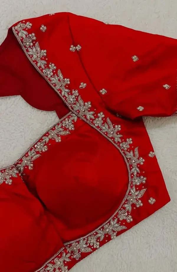 Buy Online Red Madhubala Style Maggam Work Blouse Budget Bridal Wear Custom Sizes Available