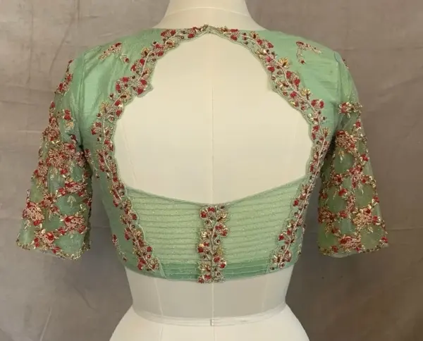 Buy Online Sage Green Designer Maggam Work Blouse Grand Party Wear Look at Affordable Price