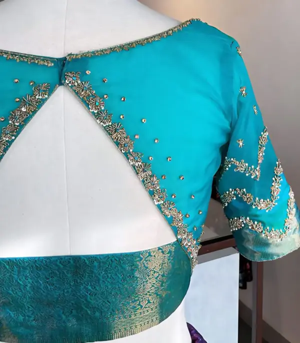 Buy Online Sky Blue Trending Maggam Work Blouse Set Under ₹4000 Custom Sizes Available