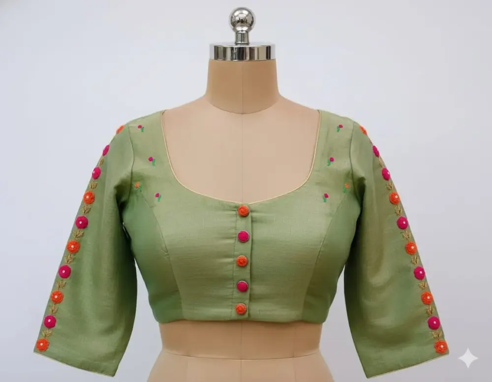 Buy Stunning Pista Green Maggam Work Blouse Online Elegant Handcrafted Design Affordable & Custom Fit