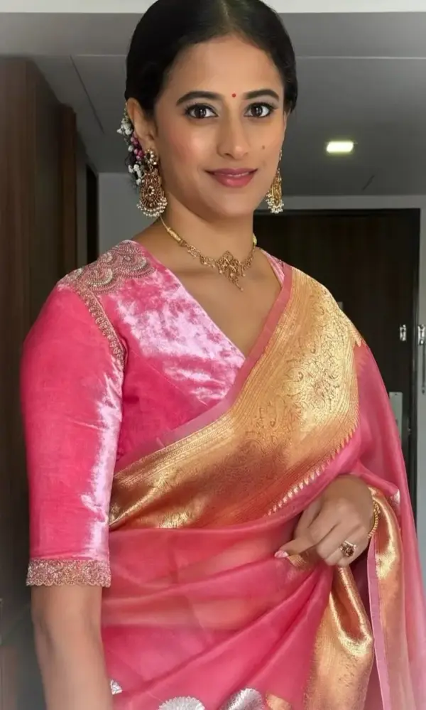 Charming Baby Pink Velvet Maggam Work Blouse | Bridal Collection Tailored to Perfection