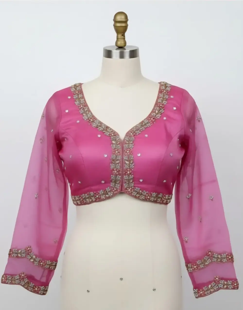 Chic Pink Maggam Blouse for Sarees Custom Size Perfection at Best Price