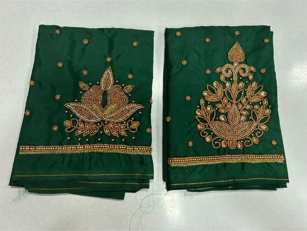 Custom-Fit Bottle Green Aari Work Blouse Trendy, Elegant & Pocket-Friendly