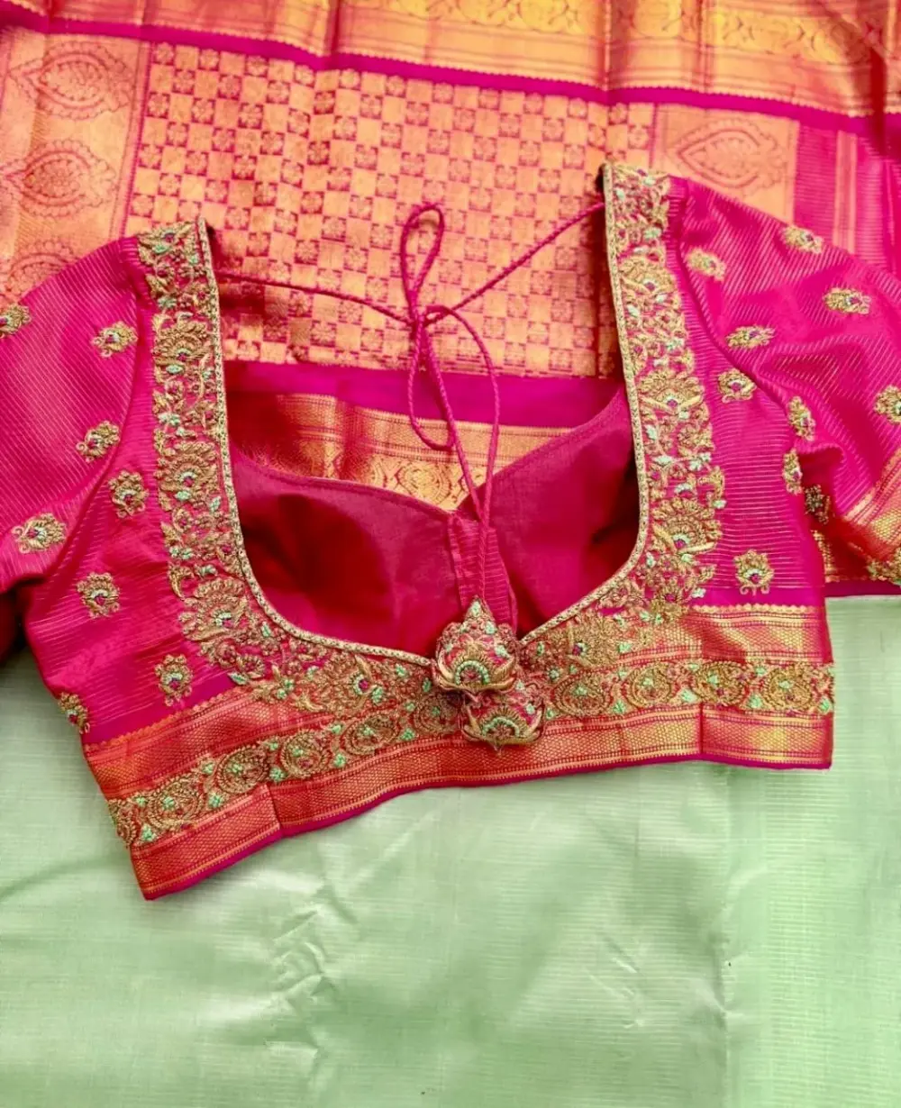 Custom-Fit Pink Bridal Maggam Blouse Elegant, Regal & Budget-Friendly