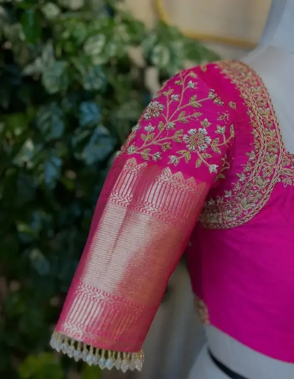 Designer Rani Pink Zardosi Blouse Grand Wedding Maggam Work Affordable Custom Fit