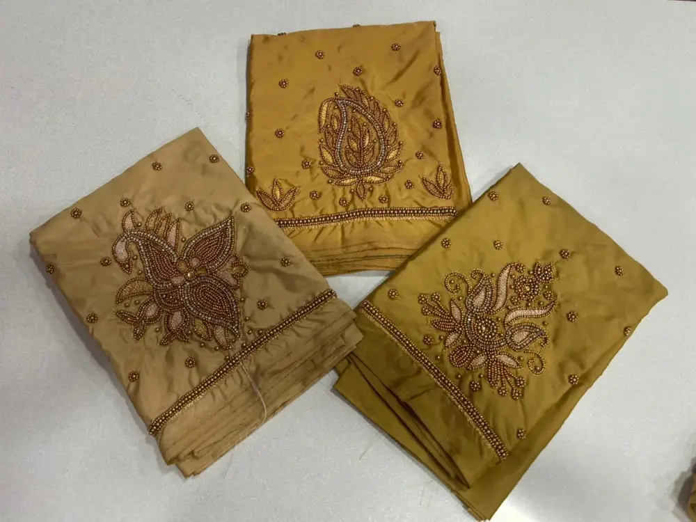 Elegant Gold Aari Work Blouse for Women Premium Minimal Design at Unbeatable Price