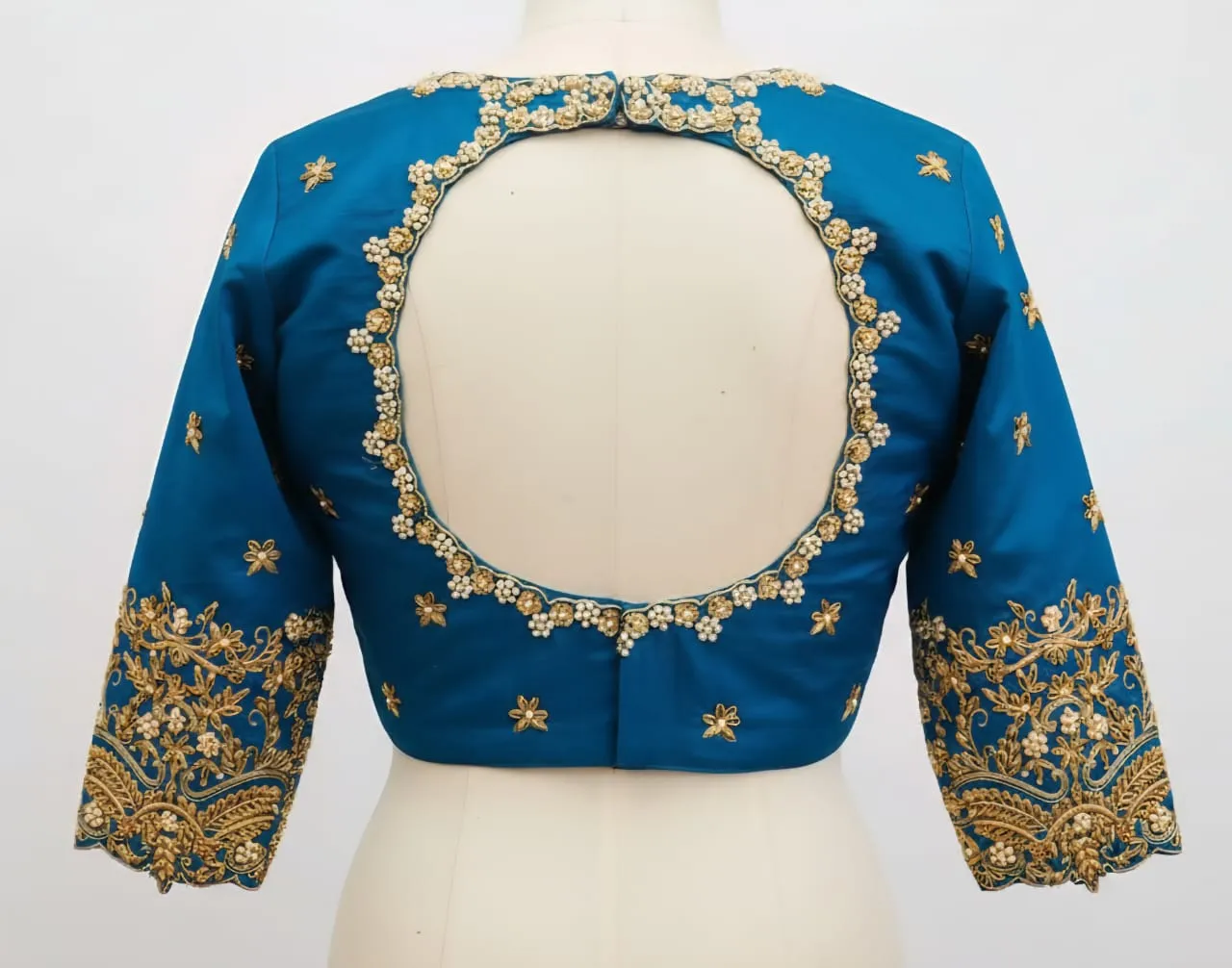 Exclusive Blue Handcrafted Zardosi Maggam Blouse Designer Quality for Less!