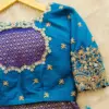 Exclusive Blue Handcrafted Zardosi Maggam Blouse  Designer Quality for Less! 3