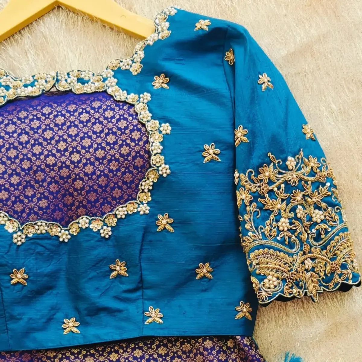 Exclusive Blue Handcrafted Zardosi Maggam Blouse Designer Quality for Less!