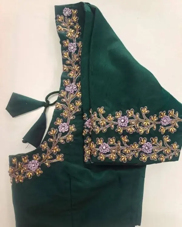Exclusive Bottle Green Maggam Blouse for Weddings Custom Fit, Affordable Price
