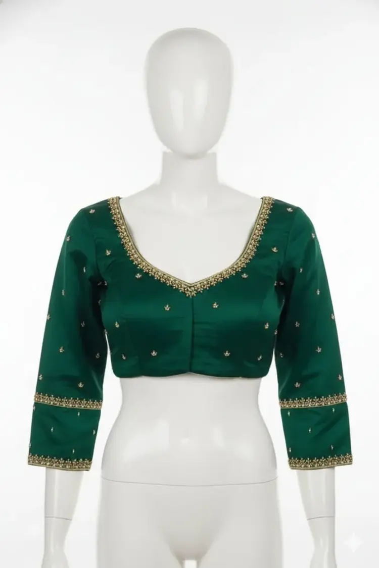 Exclusive Bottle Green Maggam High-Quality Work at Low Prices