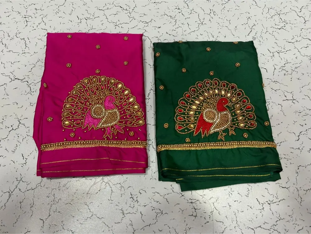 Exclusive Double Peacock Beads Aari Work Blouse | Premium Craftsmanship at Best Price