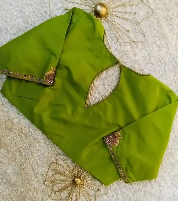 Exclusive Parrot Green Zardosi Maggam Work Blouse Perfect for Weddings Custom Sizes Available