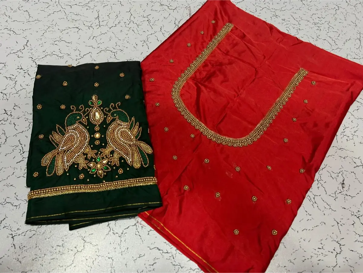 Exquisite Double Peacock Beads Blouse Affordable Maggam Work in Your Perfect Fit