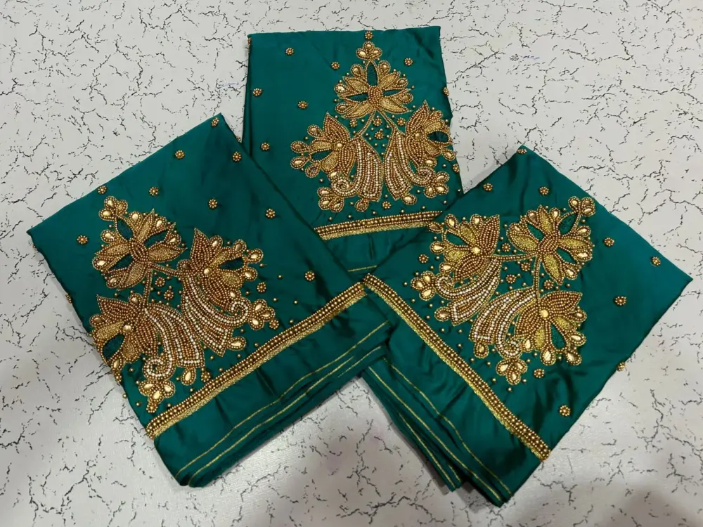 Exquisite Green Designer Aari Work Blouse for Parties Affordable & Tailor-Made!